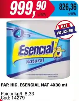 Maxiconsumo PAP. HIG. ESENCIAL NAT 4X30 mt oferta