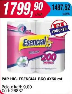 Maxiconsumo PAP. HIG. ESENCIAL BCO 4X50 mt oferta
