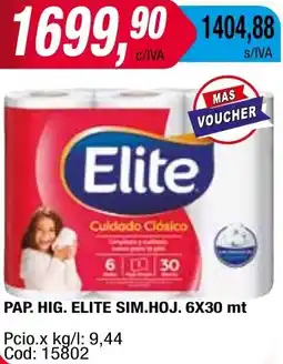 Maxiconsumo PAP. HIG. ELITE SIM.HOJ. 6X30 mt oferta