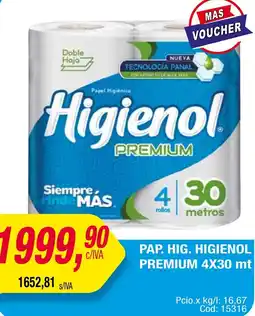 Maxiconsumo PAP. HIG. HIGIENOL PREMIUM 4X30 mt oferta