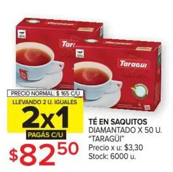 Carrefour Taragüi Té En Saquitos Diamantado x 50 u oferta