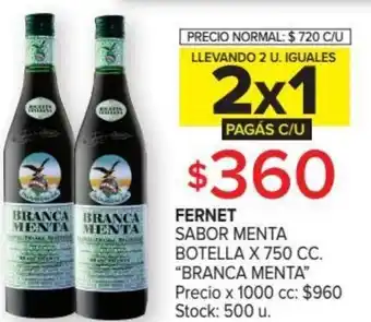 Branca Menta Fernet Sabor Menta Botella x 750 cc