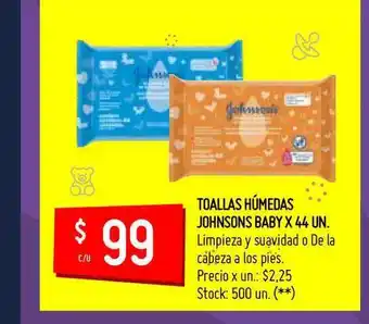 Toallas Húmedas Johnsons Baby x 44un Limpieza Y Suavidad O De La Cabeza A Los Pies