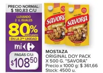 Carrefour Savora Mostaza Original Doy Pack x 500g oferta
