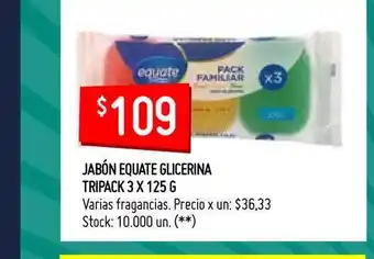 Walmart Jabón Equate Glicerina Tripack 3 x 125g oferta