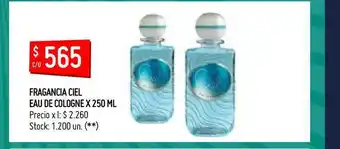 Walmart Fragancia Ciel Eau De Cologne x 250ml oferta