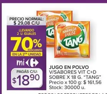 Carrefour Tang Jugo En Polvo V/Sabores Vit C+ D Sobre x 18g oferta