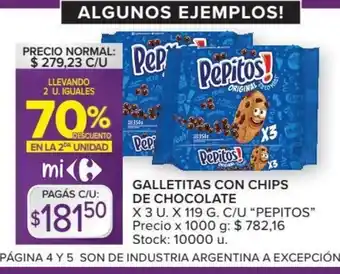 Carrefour Pepitos Galletitas Con Chips De Chocolate x 3 U. x 119g oferta