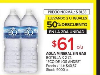Carrefour Eco De Los Andes Agua Mineral Sin Gas Botella x 2 Lt oferta