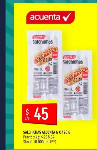 Walmart Salchichas Acuenta 6 x 190g oferta