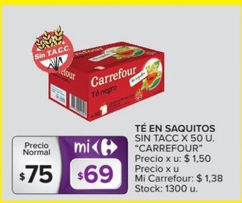 Carrefour Carrefour Té En Saquitos Sin Tacc x 50 u. oferta