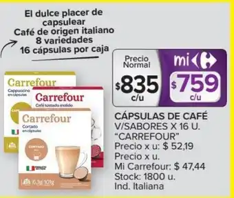 Carrefour Carrefour Cápsulas De Café V/Sabores x 16 u oferta