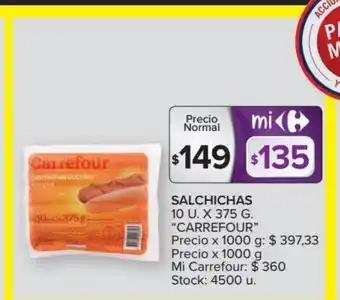 Carrefour Carrefour Salchichas 10 u x 375g oferta