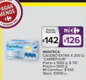 Carrefour Carrefour Manteca Calidad Extra x 200g oferta