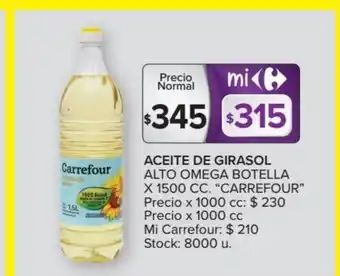 Carrefour Carrefour Aceite De Girasol Alto Omega Botella x 1500cc oferta