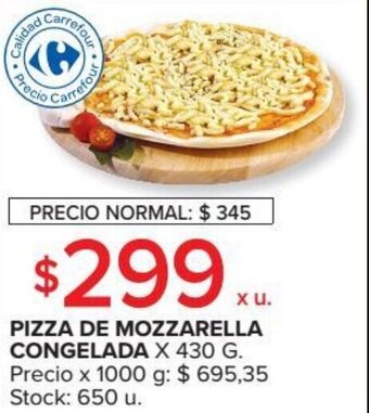 Carrefour Pizza De Mozzarella Congelada x 430g oferta
