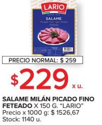 Carrefour Salame Milán Picado Fino Feteado x 150g oferta