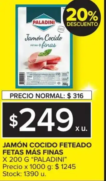 Carrefour Jamón Cocido Feteado Fetas Más Finas x 200g oferta