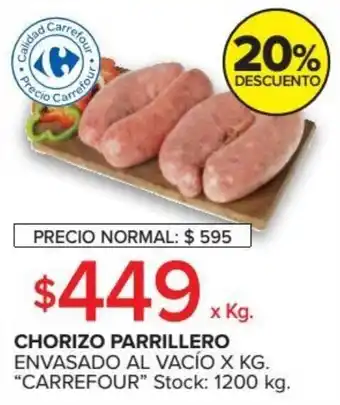 Carrefour Chorizo Parrillero Envasado al Vacio xkg oferta