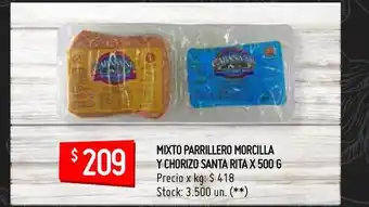 Walmart Mixto Parrillero Morcilla Y Chorizo Santa Rita x 500g oferta
