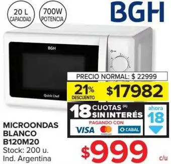Carrefour Microondas Blanco B120M20 oferta