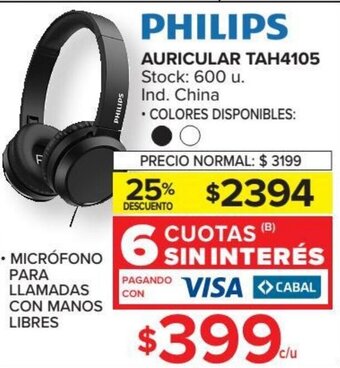 Carrefour Philips Auricular TAH4105 oferta