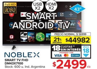 Carrefour Noblex Smart TV FHD DM43X7100 oferta