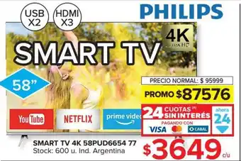 Carrefour Philips Smart TV 4K 58PUD665477 oferta