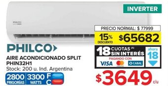 Carrefour Philco Aire Acondicionado Split Phin32H1 oferta