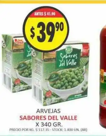 Supermercados Becerra Arvejas Sabores Del Valle x 340gr oferta