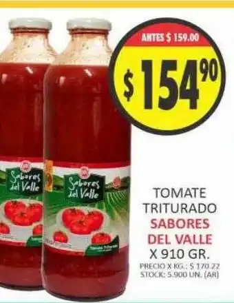 Supermercados Becerra Tomate Triturado Sabores Del Valle x 910gr oferta