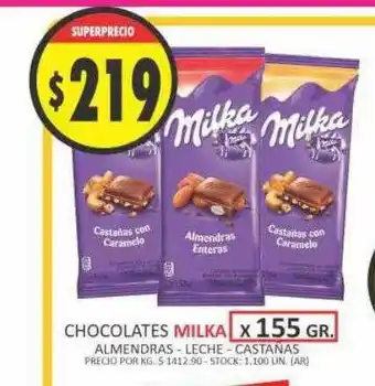 Supermercados Becerra Chocolate Milka Almendras Leche Castanas x 155gr oferta