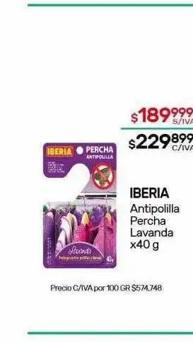Nini Mayorista Iberia Antipolilla Percha Lavanda x 40g oferta