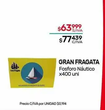 Nini Mayorista Gran Fragata Fosforo Náutico x 400uni oferta