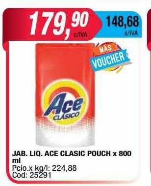 Maxiconsumo Jab. Liq. Ace Clasic Pouch x 800ml oferta