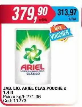 Maxiconsumo Jab. Liq. Ariel Clas. Pouche x 1,4lt oferta