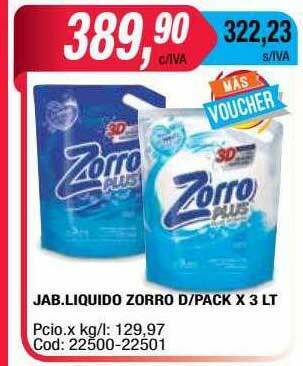Maxiconsumo Jab. Liquido Zorro D Pack x 3lt oferta