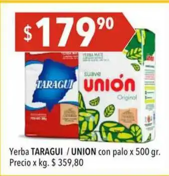 Hergo Yerba Taragui Union Con Palo x 500gr oferta