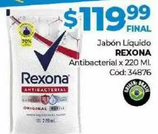 Diarco Jabón Liquido Rexona Antibacterial x 220ml oferta