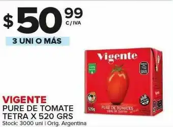 Carrefour Maxi Vigente Pure De Tomate Tetra x 520grs oferta