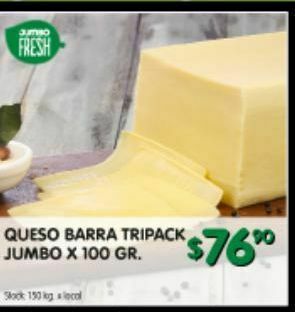 Jumbo Queso barra tripack jumbo x 100 gr oferta