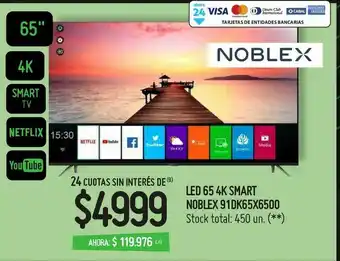 Walmart Smart tv noblex led 65" oferta