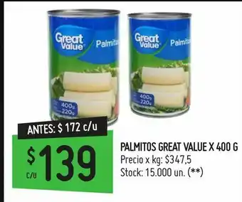 Walmart Palmitos great value oferta