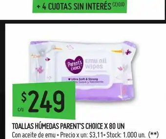 Walmart Toallitas húmedas para bebé parent's choice oferta