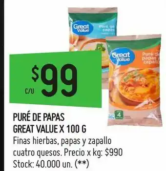 Walmart Puré de papas great value oferta