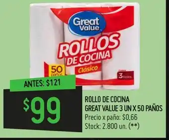 Walmart Papel de cocina great value oferta