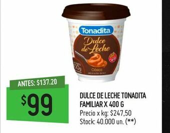 Walmart Dulce de leche tonadita oferta