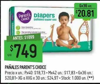 Walmart Pañales parent' choice oferta