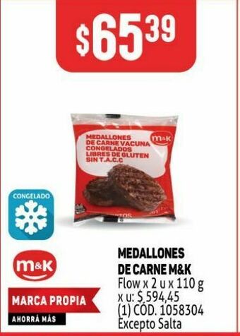 Makro Medallones de carne m&k 2 u oferta