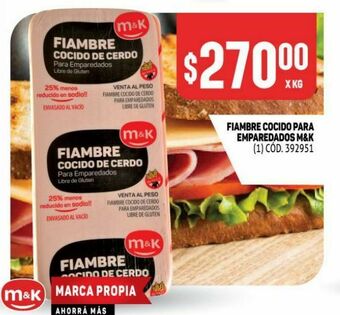 Makro Fiambre cocido para emparedados m&k oferta